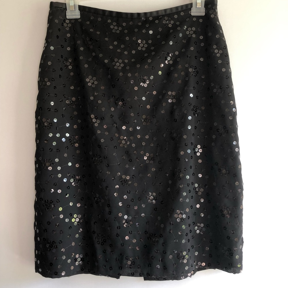 Loft Sequin Pencil Skirt Black  8 Petite